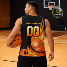 Load image into Gallery viewer, Black and Orange Flame Basketball Team Jerseys, Personalized Name and Number Basketball Uniform NQS11355