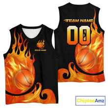 Load image into Gallery viewer, Black and Orange Flame Basketball Team Jerseys, Personalized Name and Number Basketball Uniform NQS11355