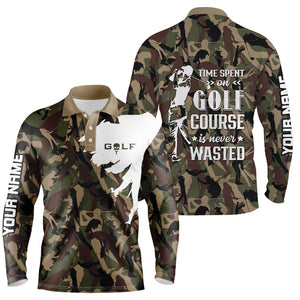 Mens golf polo shirt custom camo golf shirt time spent on golf course is never wasted men golf apparel NQS6042