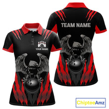 Load image into Gallery viewer, Black and Red Eagle Bowling Shirts For Women Custom Eagle Bowling Team Jerseys Bowling Uniform NQS11151