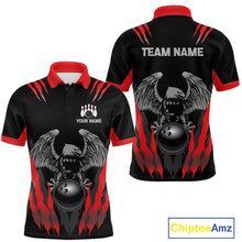 Load image into Gallery viewer, Black and Red Eagle Bowling Shirts For Men Custom Eagle Bowling Team Jerseys Bowling Uniform NQS11151