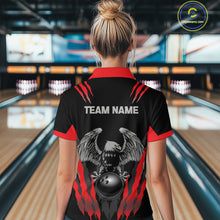 Load image into Gallery viewer, Black and Red Eagle Bowling Shirts For Women Custom Eagle Bowling Team Jerseys Bowling Uniform NQS11151
