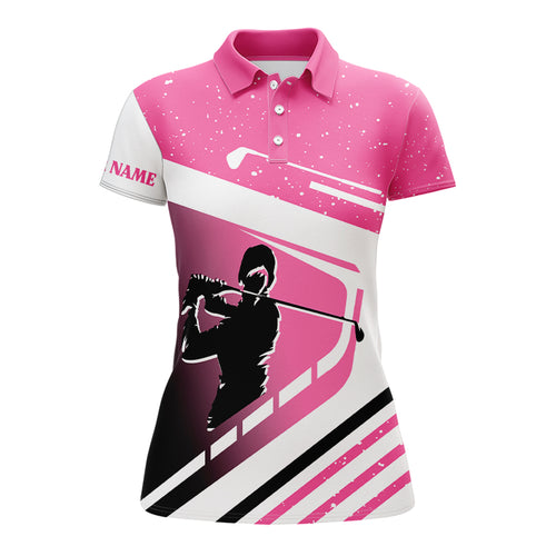 Women golf polo shirts custom name golf clubs women's golf attire, golf outfits for ladies | Pink NQS6047