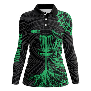 Green tribal Womens disc golf polo shirt custom black disc golf basket jerseys team ladies disc golf NQS6048