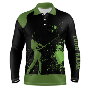 Black and green Mens golf polo shirts custom golf attire for men, golf gifts for team NQS7580