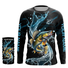 Load image into Gallery viewer, Walleye fishing blue water Custom performance long sleeve fishing shirts, Walleye fishing jerseys NQS9093