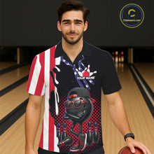 Load image into Gallery viewer, Personalized American flag bowling jersey funny bowling Hawaiian shirts, patriotic bowling outfits NQS11383