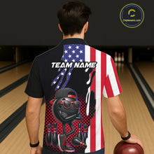Load image into Gallery viewer, Personalized American flag bowling jersey funny bowling Hawaiian shirts, patriotic bowling outfits NQS11383