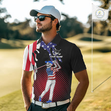 Load image into Gallery viewer, Personalized US flag golf shirts skull funny mens golf shirts custom patriotic golf outfit men NQS11384