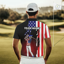 Load image into Gallery viewer, Personalized US flag golf shirts skull funny mens golf shirts custom patriotic golf outfit men NQS11384
