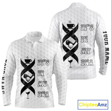 Load image into Gallery viewer, Black and White Mens golf polo shirt custom It&#39;s in my DNA coffee golf wine mens golf outfit NQS10390