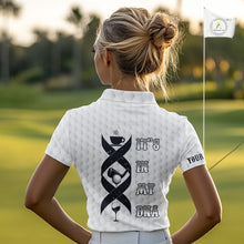 Load image into Gallery viewer, Black and White Women golf polo shirt custom It&#39;s in my DNA coffee golf wine ladies golf outfit NQS10390