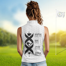 Load image into Gallery viewer, Black and White Women Sleeveless Polo Shirt custom It&#39;s in my DNA coffee golf wine ladies golf outfit NQS10390
