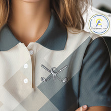 Load image into Gallery viewer, Vintage Pastel Argyle Pattern Golf Polo Shirt For Women Custom retro ladies golf outfit NQS10232