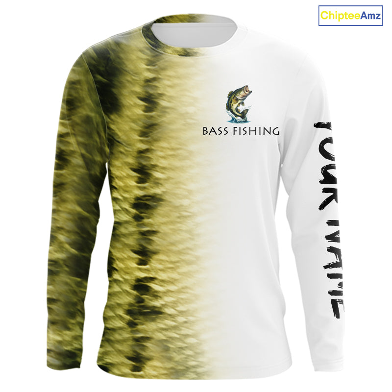 Personalized Green Scales Performance Bass Fishing Shirts, custom Bass fishing tournament jerseys NQS10238