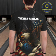 Load image into Gallery viewer, American Flag Eagle Black Bowling Shirts For Men Custom Patriotic Bowling Team Jersey gift for Bowler NQS10606