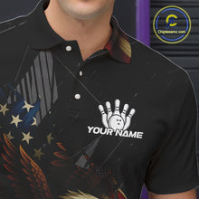 Load image into Gallery viewer, American Flag Eagle Black Bowling Shirts For Men Custom Patriotic Bowling Team Jersey gift for Bowler NQS10606