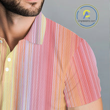 Load image into Gallery viewer, Colorful rainbow stripe pattern Mens golf polo shirt custom best golf apparel for men NQS10406