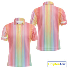 Load image into Gallery viewer, Colorful rainbow stripe pattern Mens golf polo shirt custom best golf apparel for men NQS10406