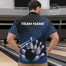 Load image into Gallery viewer, Black and Blue Bowling Polo, Quarter Zip shirts For Men Custom Bowling tournament Team Jerseys NQS10625