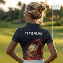 Load image into Gallery viewer, Flame Broken Golf Ball Custom Women golf polo shirt, personalized cool golf outfit for ladies NQS10101