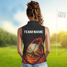 Load image into Gallery viewer, Flame Broken Golf Ball Women Sleeveless golf polo shirt, personalized cool golf outfit for ladies NQS10101