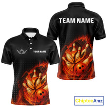 Load image into Gallery viewer, Flame Broken Bowling Ball and pins Bowling Shirt For Men Custom Flame Team Bowling Jerseys NQS10102