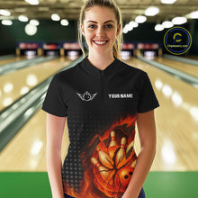 Load image into Gallery viewer, Flame Broken Bowling Ball and pins Bowling Shirt For Women Custom Flame Team Bowling Jerseys NQS10102