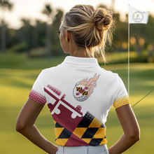 Load image into Gallery viewer, Maryland Flag Women golf polo shirt Custom patriotic golf outfit for ladies NQS10105