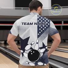 Load image into Gallery viewer, White and Blue American Flag Bowling shirts for Men Custom patriotic retro Bowling Team Jersey NQS10248