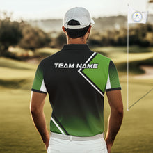 Load image into Gallery viewer, Green and Black Mens Golf Polo Shirts Custom golf clothes for men, gifts for the golfer NQS10249