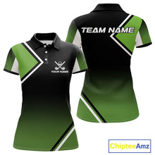Load image into Gallery viewer, Green and Black Women Golf Polo Shirts Custom golf clothes for ladies, gifts for the golfer NQS10249