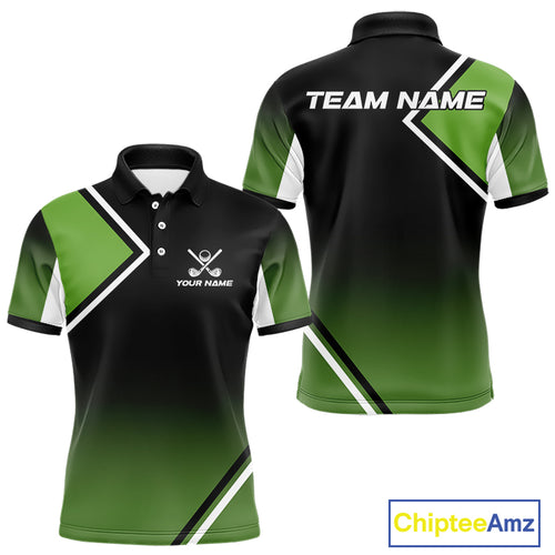 Green and Black Mens Golf Polo Shirts Custom golf clothes for men, gifts for the golfer NQS10249