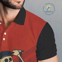 Load image into Gallery viewer, Funny argyle pattern Skull Golf Polo Shirts for men Custom mens golf attire, cool golf gifts | Red NQS10251