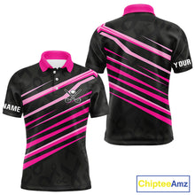 Load image into Gallery viewer, Pink and Black ribbon pattern Men golf polo shirts Custom breast cancer golf attire for men NQS10115
