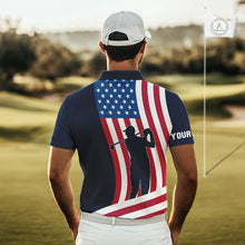 Load image into Gallery viewer, American Flag Mens golf polo shirt custom men&#39;s patriotic polo shirts, best golf shirts for men NQS10253