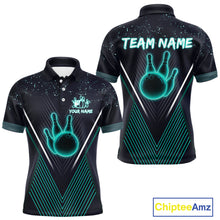 Load image into Gallery viewer, Bowling polo, quarter zip shirt for Men custom team bowling jersey, gift for bowlers | Turquoise NQS10256