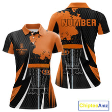 Load image into Gallery viewer, Women disc golf polo shirt custom team disc golf jersey, unique disc golf gift | Orange NQS10257