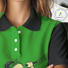 Load image into Gallery viewer, Funny argyle pattern Skull Golf Polo Shirt for Women Custom ladies golf attire, cool golf gift| Green NQS10655