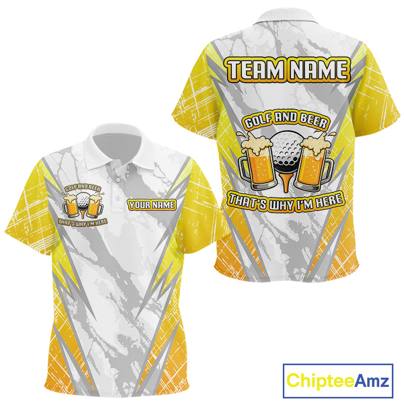 Golf and beer That's why I'm here Funny Kid golf polo shirts Custom Team Golf shirt for kid NQS10133