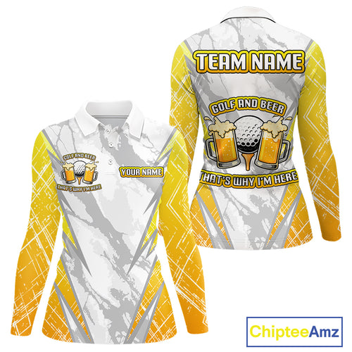 Golf and beer That's why I'm here Funny Women golf polo shirts Custom Team Golf shirt for ladies NQS10133