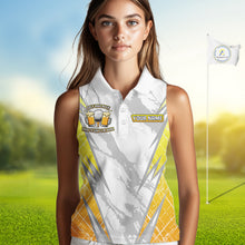 Load image into Gallery viewer, Golf and beer That&#39;s why I&#39;m here Funny Women sleeveless polo shirt Custom Team Golf shirt for ladies NQS10133