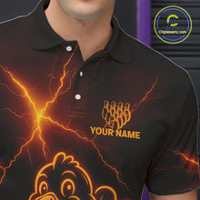 Load image into Gallery viewer, Orange Lightning Thunder Turkey Bowling Shirts For Men Custom Thanksgiving Team Bowling Jerseys NQS10682