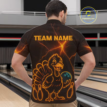 Load image into Gallery viewer, Orange Lightning Thunder Turkey Bowling Shirts For Men Custom Thanksgiving Team Bowling Jerseys NQS10682