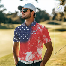 Load image into Gallery viewer, Custom Smoke American Flag Patriotic Golf Polo Shirt For Men, Personalized Mens Golf top NQS10497