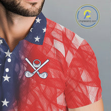 Load image into Gallery viewer, Custom Smoke American Flag Patriotic Golf Polo Shirt For Men, Personalized Mens Golf top NQS10497