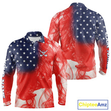 Load image into Gallery viewer, Custom Smoke American Flag Patriotic Golf Polo Shirt For Men, Personalized Mens Golf top NQS10497