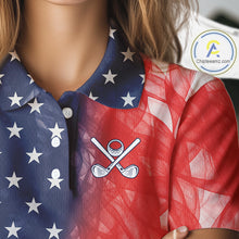 Load image into Gallery viewer, Custom Smoke American Flag Patriotic Golf Polo Shirt For Women, Personalized Ladies Golf top NQS10497