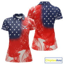 Load image into Gallery viewer, Custom Smoke American Flag Patriotic Golf Polo Shirt For Women, Personalized Ladies Golf top NQS10497