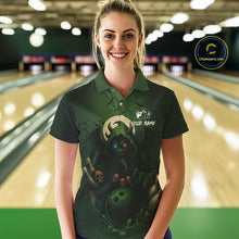 Load image into Gallery viewer, Personalized Green Reaper Skull Halloween Bowling Shirt For Women Custom Skull Bowling Team jersey NQS10311
